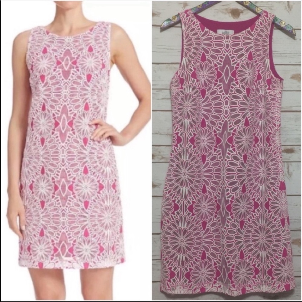 Badgley Mischka Floral Overlay Dress
